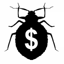 Image of a Bed Bug Silhouette with a dollar sign in the center